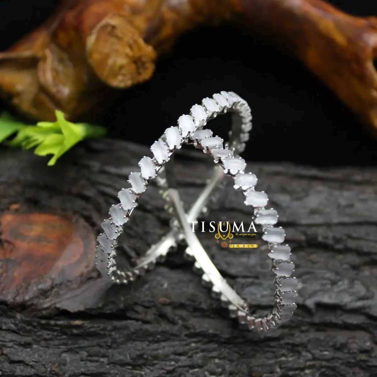 White Emerald AD Bangles